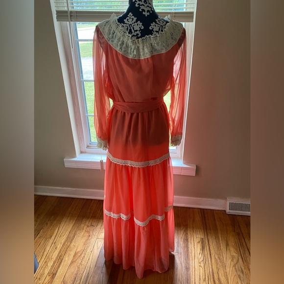 Stunning vtg Jacobson’s 70s prairie dress peach tiered Gunne Sax style sz 8 NWT - Picture 2 of 3